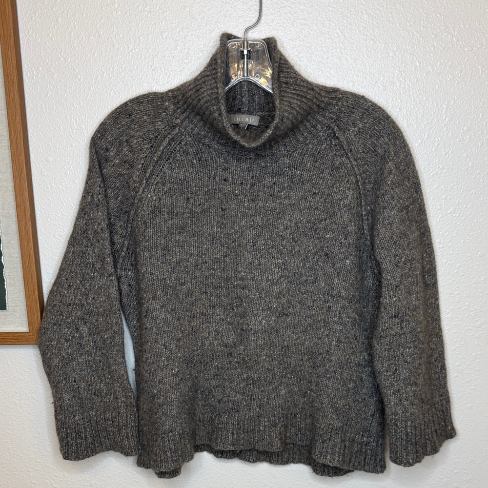 Lilla P Heather Gray Turtleneck Sweater Merino Wool Alpaca‎ - S
